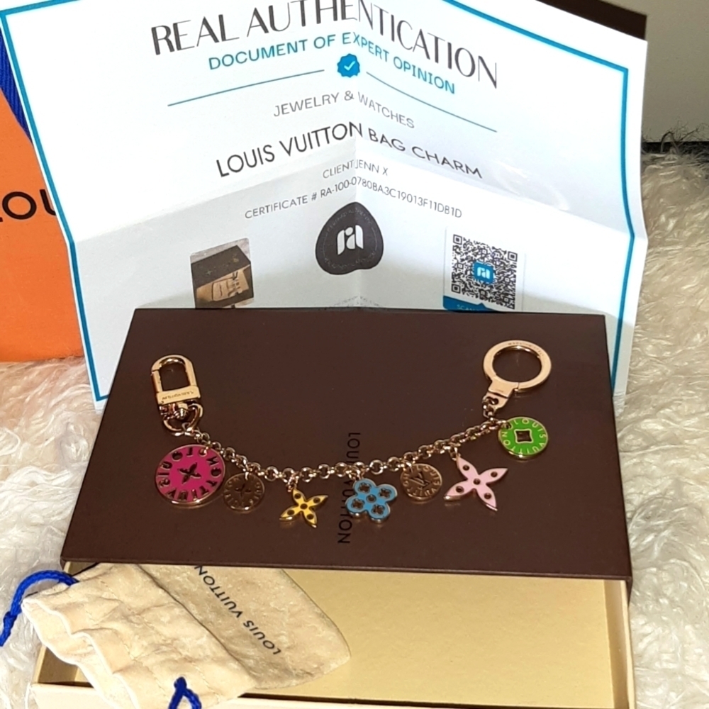 Louis Vuitton Authentic Monogram Multicolor Looping Chain Key Ring EUC - Picture 6 of 12